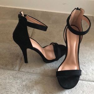 Black strap heels